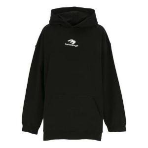Толстовка new logo popover hoodie 'black white' Balenciaga, черный