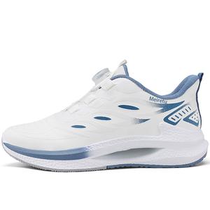 Амортизирующие, износостойкие, низкие повседневные кроссовки для бега для мужчин Meiretu, White Blue