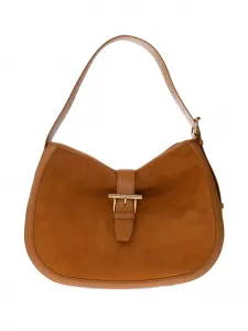 Сумка через плечо из замши с Т-образной перекладиной Alexander McQueen, коричневый