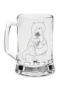 Пивная кружка с выдрой и букетом цветов, без преувеличения, в прозрачном исполнении. Mr. & Mrs. Panda