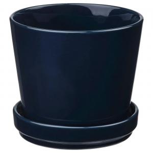 Горшок для растений с блюдцем KLOTLÖNN IKEA, 12 см, цвет in/outdoor/black-blue