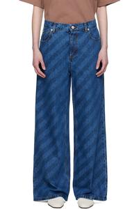 Широкие джинсы с диагональной полоской Marni, синий