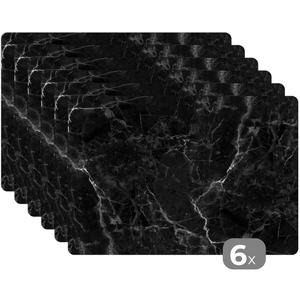 Набор из 6 салфеток под тарелки, имитация мрамора - роскошные - черные, 45x30 см MuchoWow, антрацит