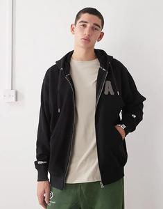 Толстовка с капюшоном на молнии Aape by A Bathing Ape черного цвета с аппликацией A