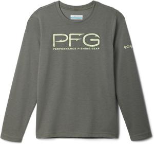 Футболка Columbia Boys PFG с длинным рукавом и принтом, Cypress/Spring Yellow Pfg Hooks
