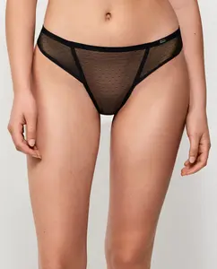 Бразильские трусики из ткани плюмети Gisela, черный