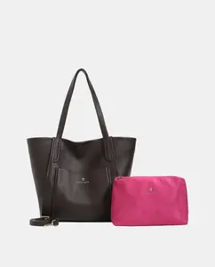 Сумка-шоппер из ПУ с внутренней косметичкой Robert Pietri, коричневый