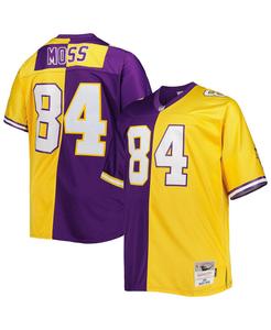 Мужская фиолетово-золотая футболка Рэнди Мосса Minnesota Vikings Big and Tall Split Legacy Retired Player, реплика Mitchell & Ness