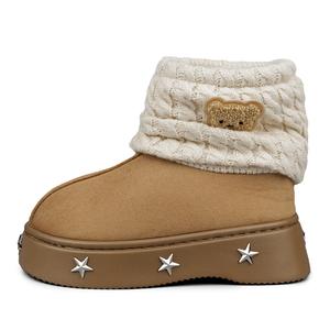 Теплые, износостойкие, нескользящие, короткие зимние ботинки для женщин N6N8, Coffee