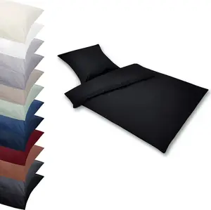 Комплект постельного белья ПРЕМИУМ 200x220-2x80x80 см из МИКРОФИБРЫ, наволочка, пододеяльник, цвет: черный Posteli