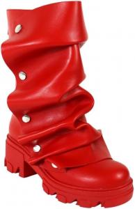 Женские Ботинки Liliana с Мягким Верхом и Отворотом, Платформа, Модель Shark, Ботинки на Подъем, Модные Короткие Ботильоны (МАЛОМЕРЯТ), Red