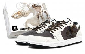 Jordan Баскетбольные кроссовки Air 1 Vintage, низкие, мужские, бежевые/коричневые/белые/черные