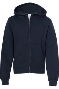 Independent Trading Co. Молодежная толстовка средней толщины с капюшоном и застежкой-молнией, темно-синий
