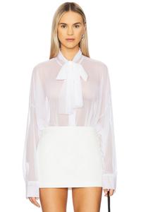 Оверсайз боди-блузка с мужским воротником Norma Kamali, snow white