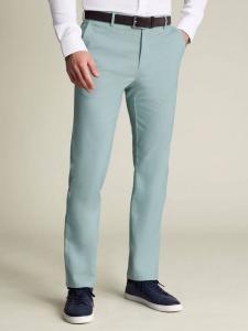 Прямые брюки из хлопкового состава Charles Tyrwhitt, Pale Teal Green