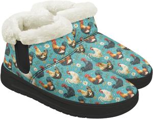 Женские зимние снегоступы, теплые, удобные, с нескользящей подошвой, короткие ботинки на щиколотку для дома и улицы Gdxynsmny, Rooster Daisy