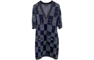 Платье с короткими рукавами женское синее Chanel