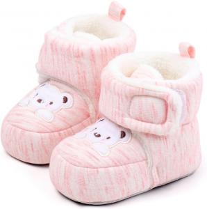 Первые ходунки для малышей, ботинки, мультяшные, с мягкой подошвой, противоскользящие, зимние теплые обувь для улицы для девочек и мальчиков Covvoliy, Pink