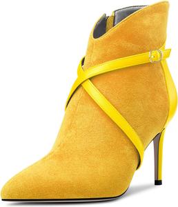 Женские ботильоны Castamere с высоким каблуком, заостренным носком, короткие ботинки с перекрестным ремешком, застежкой-молнией и комбинированной отделкой, на каблуке 8 см, для вечернего выхода