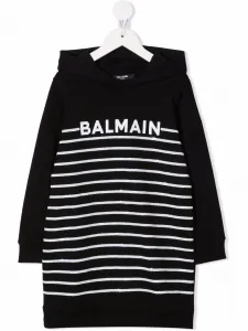 Платье-худи с логотипом Balmain Kids, черный