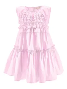 Ярусное платье с оборками Monnalisa, розовый