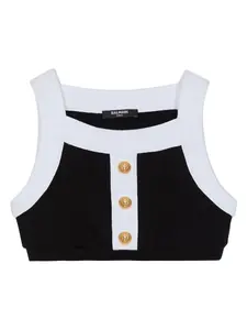 Топ в двух тонах Balmain Kids, черный