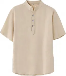 Футболка летняя мужская из хлопка и льна с коротким рукавом