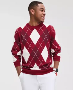 Мужской свитер с узором "аргайл" с круглым вырезом Club Room, красный