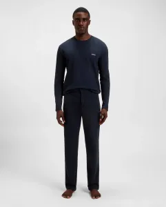 Мужские хлопковые пижамные штаны с вышитым логотипом Boss, темно-синий