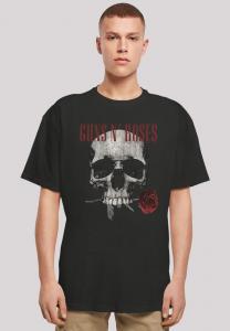 Футболка с принтом GUNS 'N' ROSES FLOWER SKULL ROCK MUSIK F4NT4STIC, черный