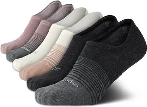 Женские носки Calvin Klein, невидимые, с нескользящей пяткой, легкие, из хлопковой смеси, с низким вырезом, 6 пар в упаковке, Heather Grey