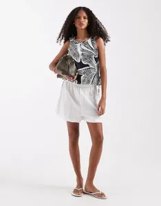 Черная майка из смесового льна River Island с принтом ладони