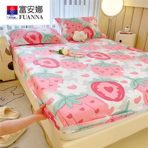 Fuanna Простыня на резинке 150х200 см, 100% хлопок, цвет Strawberry overload