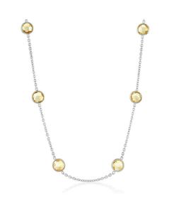 Колье из стерлингового серебра с круглым драгоценным камнем диаметром 7 мм в оправе Simona, Citrine