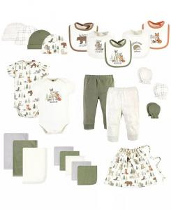 Стартовый набор Layette Baby, 25 шт., Лесные животные, 0–6 месяцев Hudson Baby, зеленый