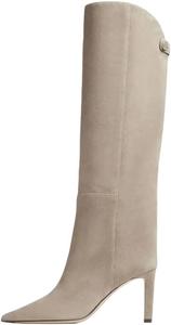 Женские узкие ретро-сапоги на высоком каблуке с каменным узором, мода европейско-американского подиума Generic, Apricot Fleece