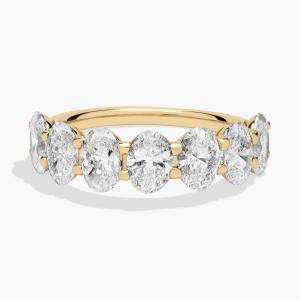 Кольцо с семью овальными выращенными в лаборатории бриллиантами из желтого золота 14 карат (3 1/2 карата, Tw. - FG / VS2-SI1) Blue Nile