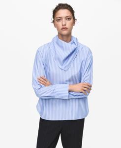Женская полосатая блузка с отделкой в виде платка MANGO, Sky Blue