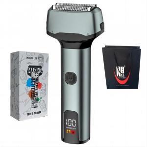 Мужская электробритва MS2201 с реципрокным типом зарядки Type-C, нержавеющая сталь, три лезвия, моется полностью LARGNER, синий