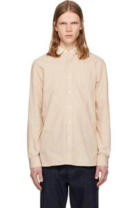 Rrl Бежевая приталенная полосатая рубашка добби