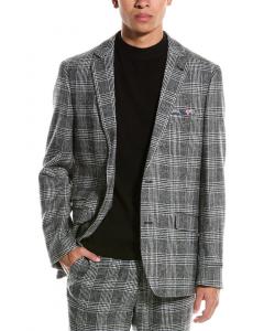 Куртка-косуха с узором пейсли и серым Dover Slim Fit из смеси шерсти Paisley & Gray, черный