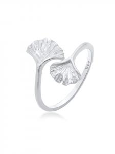 Elli Кольцо из серебра 925 пробы с изображением гинкго в серебряной оправе
