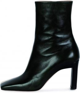 Женские ботильоны YDN с закрытым квадратным носком, на высокой щиколотке, массивный средний каблук, боковая молния, короткие ботинки, платье, офисная обувь, Black/White