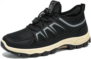 Мужские спортивные беговые кроссовки с дышащей мягкой подошвой для походов на свежем воздухе, удобные кроссовки с толстой противоскользящей подошвой для прогулок по тропе Qacksv, черный