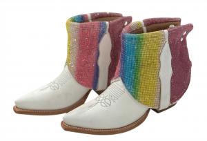 Женские белые кожаные ботинки с кристаллами Canty