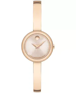 Женские часы Museum Bangle с круглым швейцарским кварцевым корпусом и розовым циферблатом, 21,50 мм Movado, rose-gold