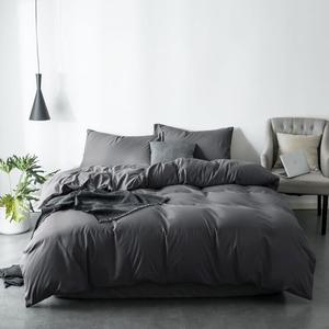 LUOLAI HOME Комплект постельного белья, 4 предмета, простыня на резинке 150 см, пододеяльник 150x200 см, темно-серый