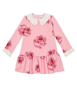 Платье из кади с цветочным принтом Monnalisa, розовый