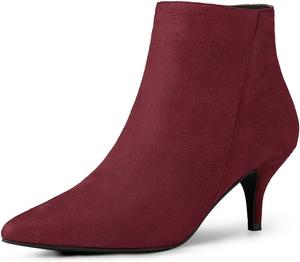 Женские ботильоны Allegra K с острым носком, на шпильке с молнией и невысоком каблуке, Burgundy