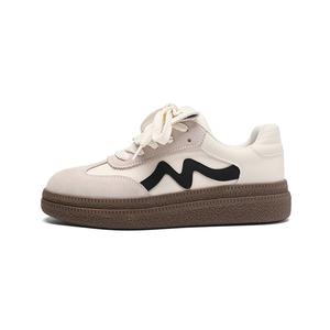 ZHR Скользоустойчивые дышащие легкие женские кеды бежево-черные, цвет Beige Black